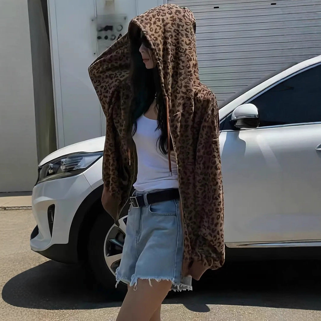 Damen Kapuzenpullover mit modischem Animal-Print Heidi-Mode