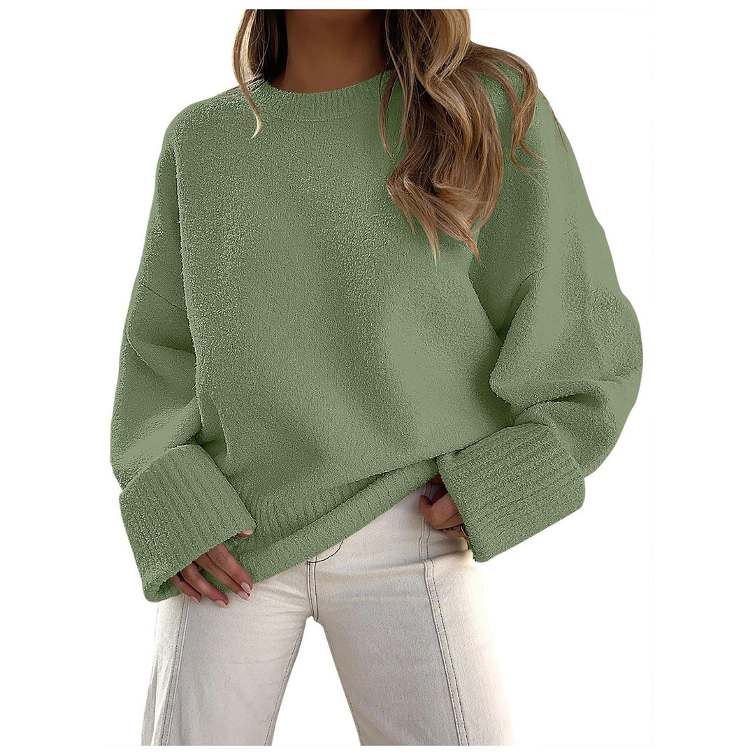 Damen Flauschiger Oversized Pullover mit breiten Bündchen Heidi-Mode