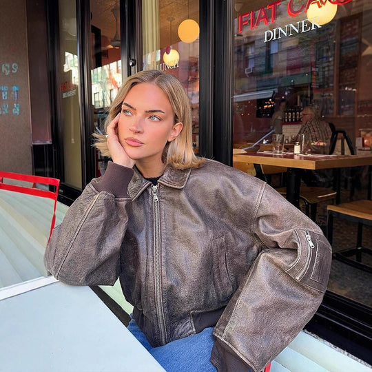 Damen Bomberjacke mit lässigem Schnitt und Zipper-Details Heidi-Mode