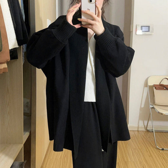 Damen Modischer Oversized Cardigan mit strukturiertem Kragen Heidi-Mode