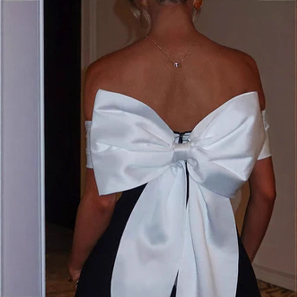 Damen Off-Shoulder Cocktailkleid mit voluminösem Rock Heidi-Mode