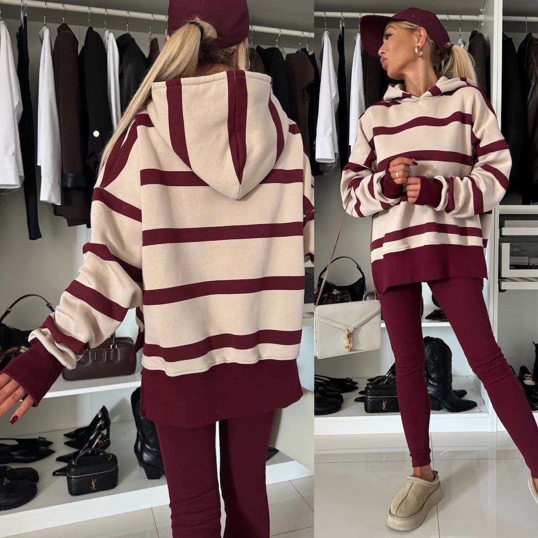 Damen modischer Kapuzenpullover mit Leopardenmuster und oversized Schnitt Heidi-Mode