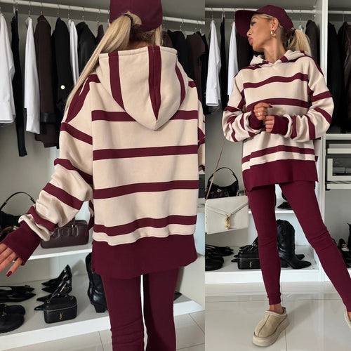 Damen modischer Kapuzenpullover mit Leopardenmuster und oversized Schnitt Heidi-Mode