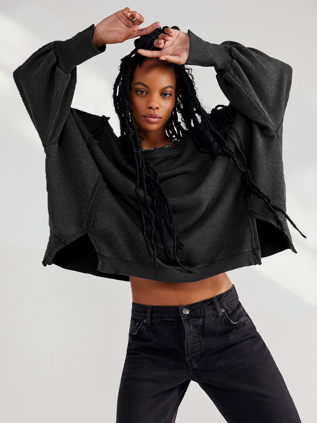 Damen Oversized Sweatshirt im entspannten Stil mit auffälligen Puffärmeln Heidi-Mode