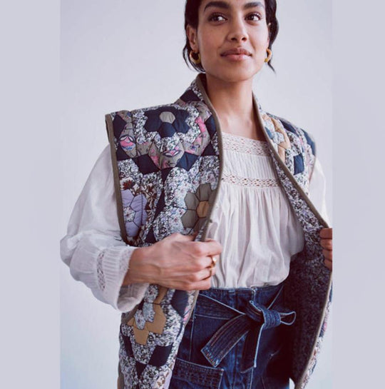 Damen Patchwork-Weste Heidi-Mode