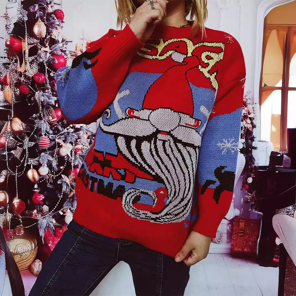 Damen Weihnachts-Pullover mit festlichem Rentier-Motiv und kreativen Designs Heidi-Mode
