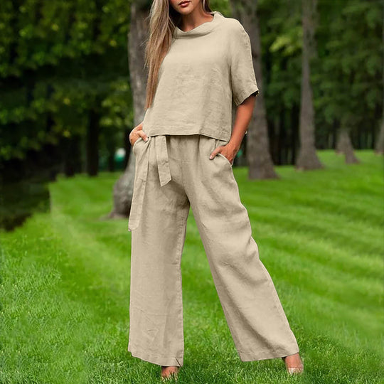 Damen lässiger Zweiteiler im minimalistischen Design Heidi-Mode