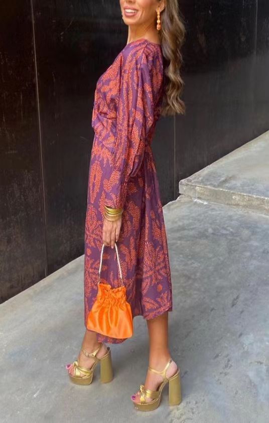 Damen Maxikleid mit elegantem Wickeldesign und floralem Muster Heidi-Mode