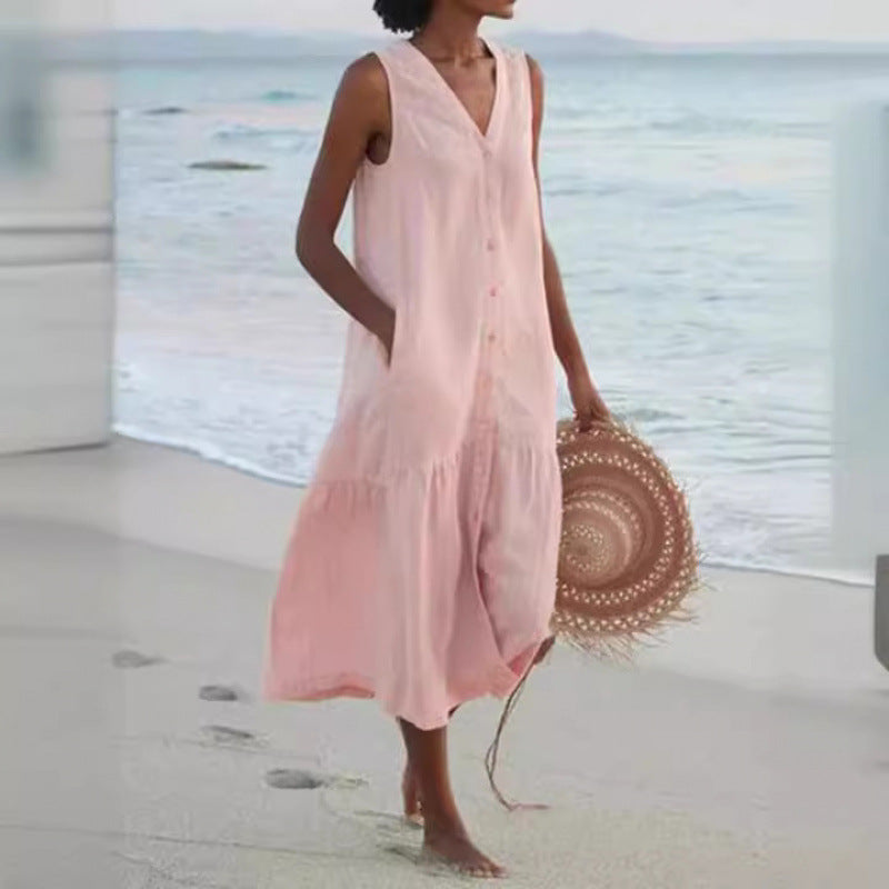 Damen Sommerliches Leinenkleid Heidi-Mode