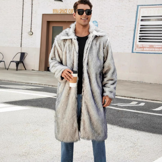 Herren Eleganter Kunstfell-Teddy-Mantel Heidi-Mode