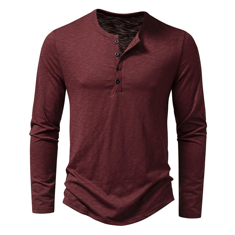 Herren Langarmshirt mit knopflosem V-Ausschnitt und atmungsaktivem Stoff Heidi-Mode