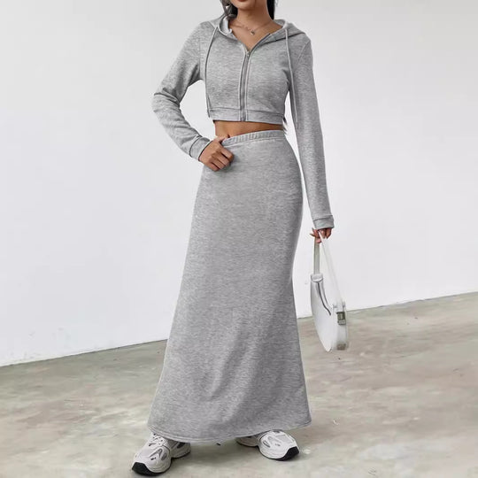 Damen Hoodie und Maxi-Rock Set Heidi-Mode