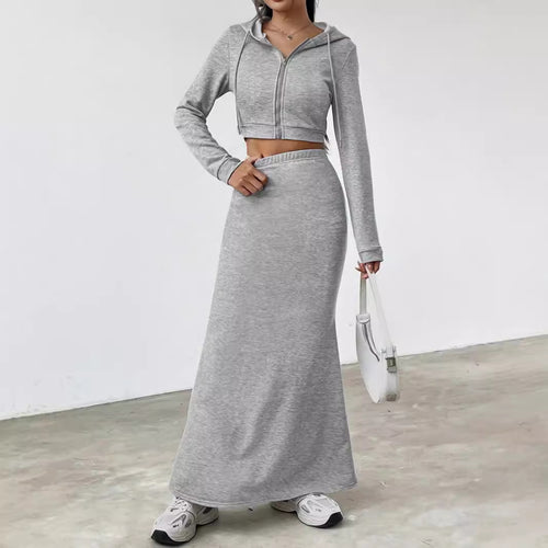 Damen Hoodie und Maxi-Rock Set Heidi-Mode
