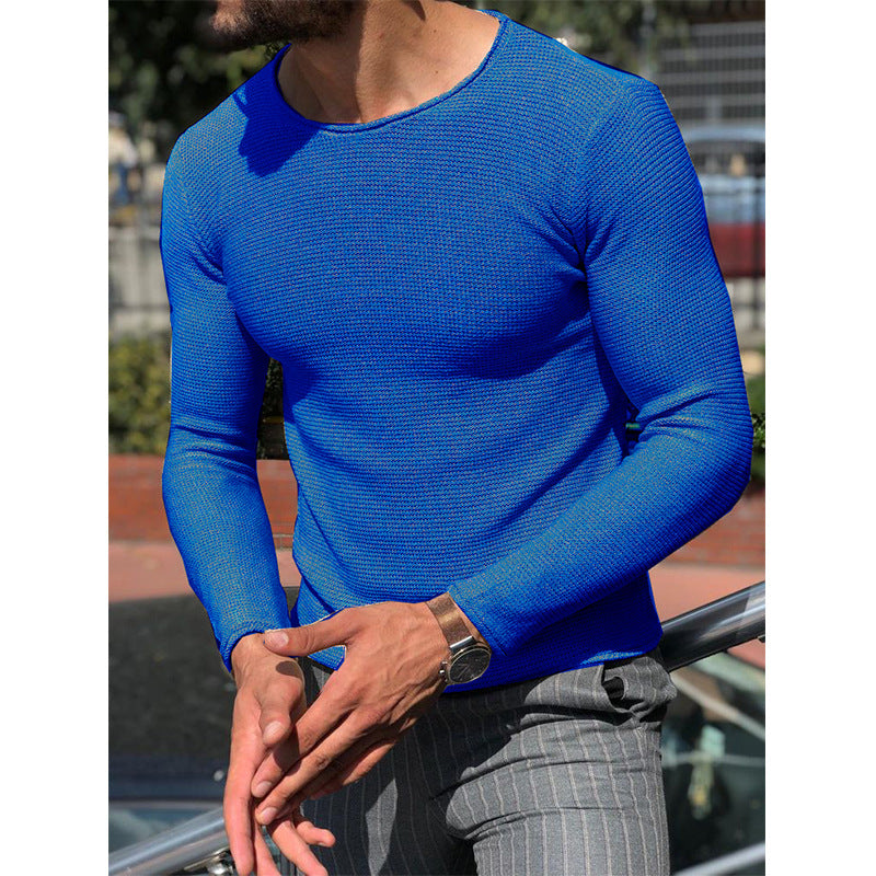 Herren Langarm T-Shirt mit strukturiertem Gewebe Heidi-Mode