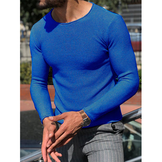 Herren Langarm T-Shirt mit strukturiertem Gewebe Heidi-Mode