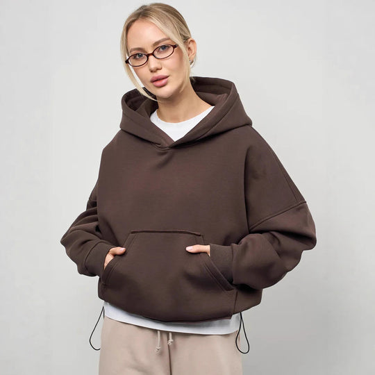 Damen Oversized Kapuzenpullover mit lässigem Schnitt und praktischer Kängurutasche Heidi-Mode