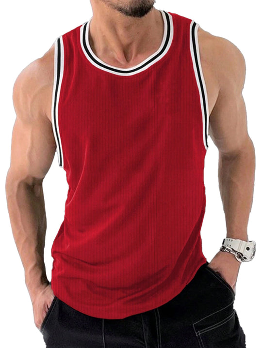 Herren Sportliches ärmelloses Tanktop mit atmungsaktivem Material und modernem Rippendesign Heidi-Mode