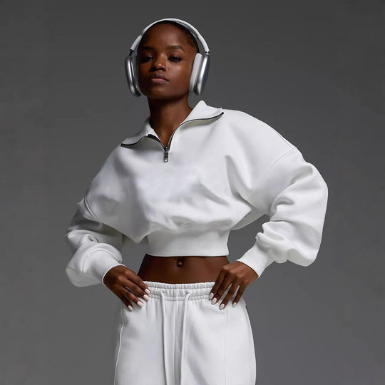 Damen lässiges und oversized Sweatset mit Reißverschluss Heidi-Mode