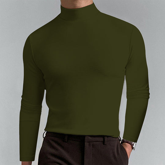 Herren Elegantes Langarm-T-Shirt mit hohem Kragen Heidi-Mode