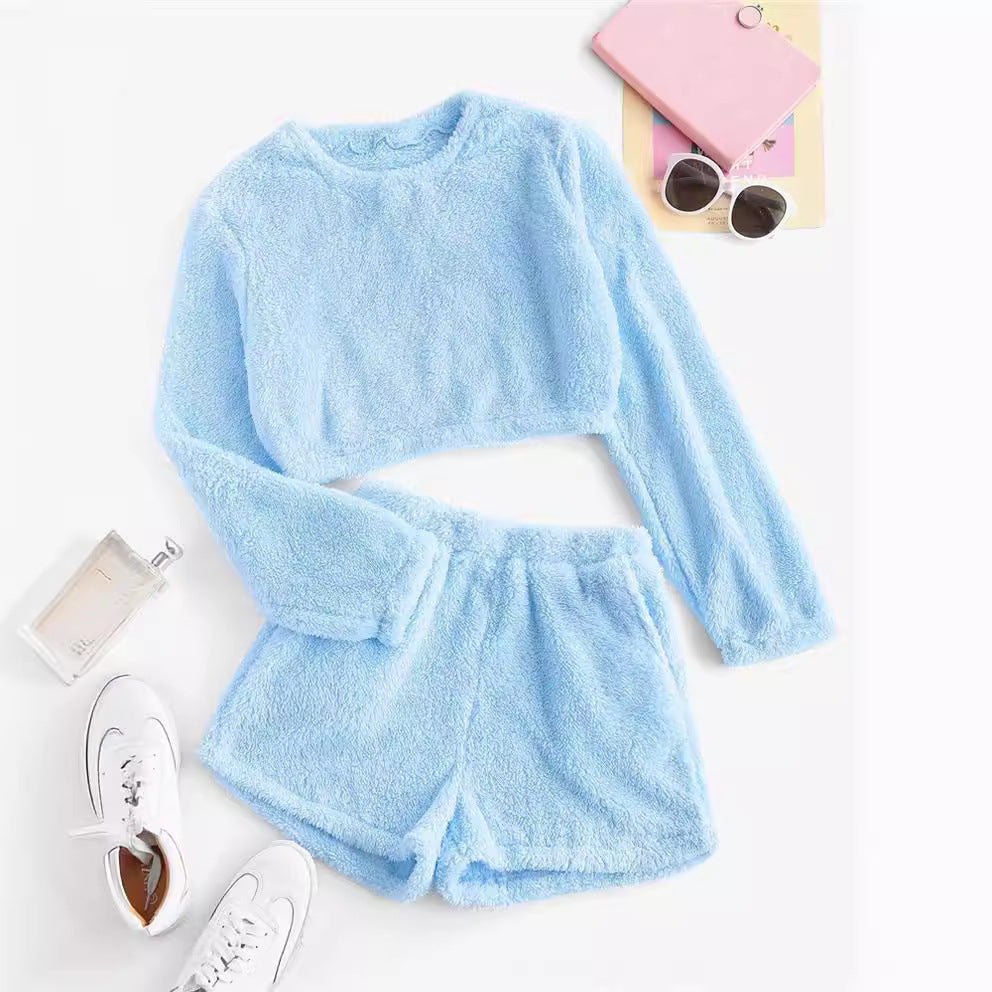 Damen Kuschelige Plüsch-Pyjama-Set Heidi-Mode