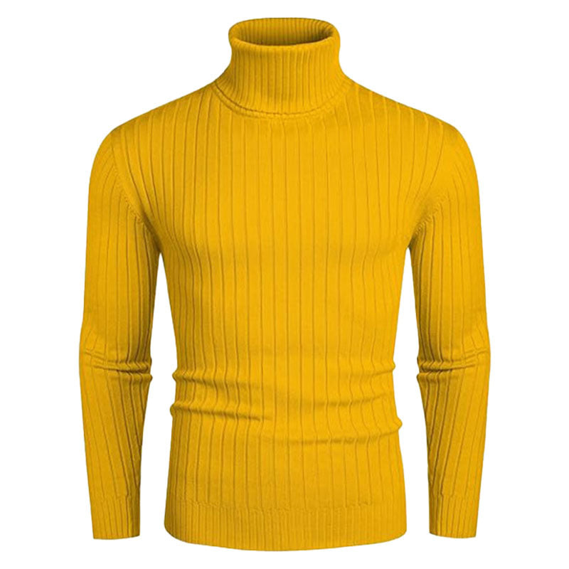 Herren Rollkragenpullover aus elastischem Strickmaterial mit feinem Rippendesign Heidi-Mode