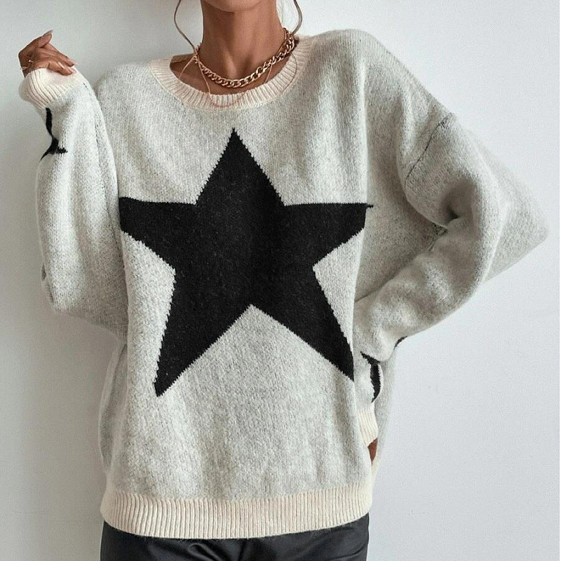 Damen Großer Stern Pullover Heidi-Mode