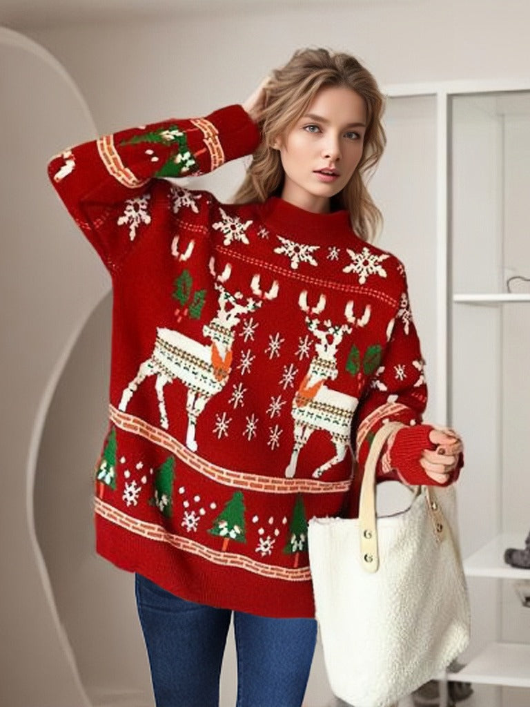 Damen festlicher Pullover mit einzigartigem Weihnachtsmotiv Heidi-Mode