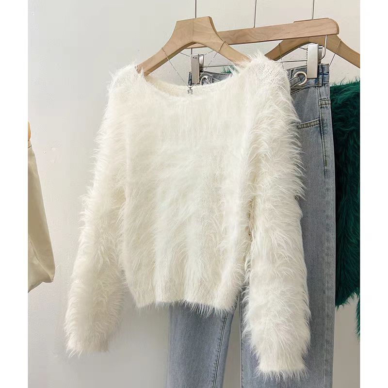 Damen Flauschiger Pullover mit lockerem Schnitt und weichen Ärmeln Heidi-Mode