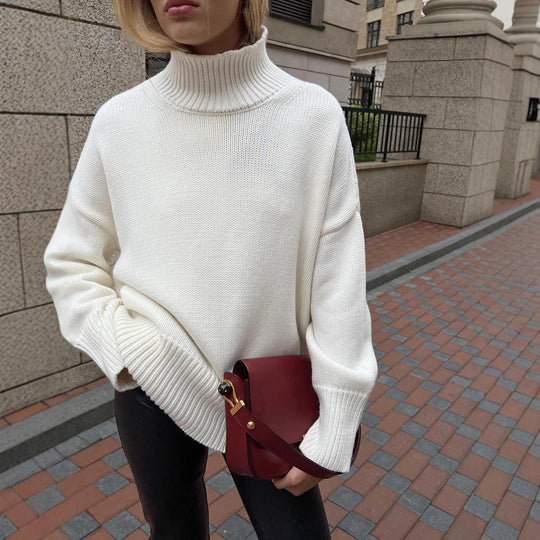 Damen Kuscheliger Rollkragenpullover aus hochwertiger Baumwollmischung mit lockerer Passform Heidi-Mode