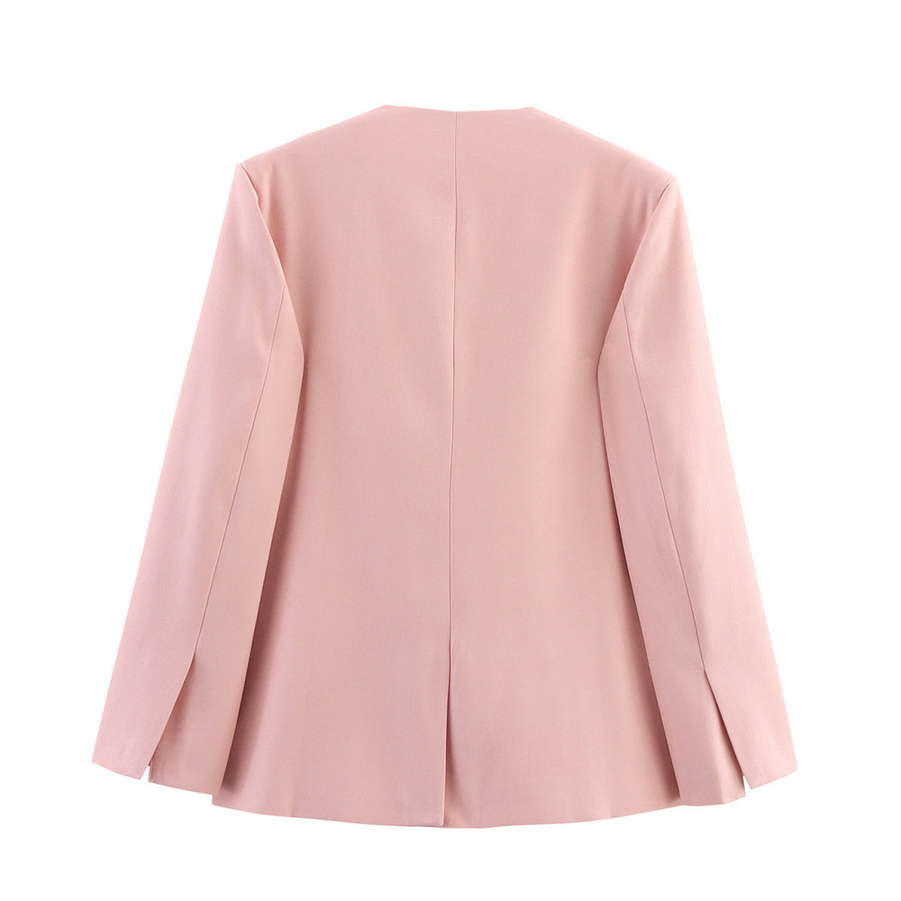 Damen Eleganter Oversized Blazer mit V-Ausschnitt und Taschen Heidi-Mode