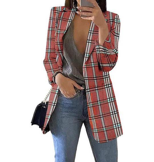 Damen Karierter Blazer mit modernem Schnitt und lässigen Details Heidi-Mode