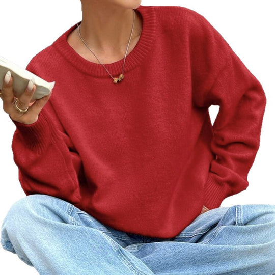 Damen Pullover mit lässigem Schnitt und voluminösen Ärmeln Heidi-Mode