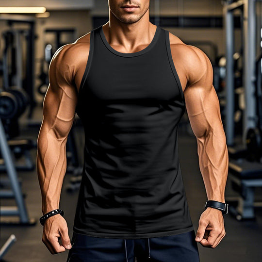 Herren atmungsaktives Fitness Tanktop mit Racerback-Schnitt Heidi-Mode