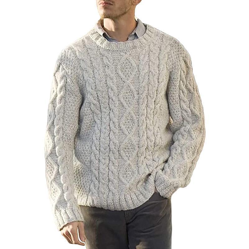 Herren Grobstrickpullover mit klassischem Zopfmuster Heidi-Mode