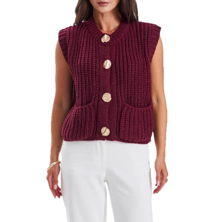 Damen Strickjacke mit goldenen Knöpfen und lässigem Schnitt Heidi-Mode