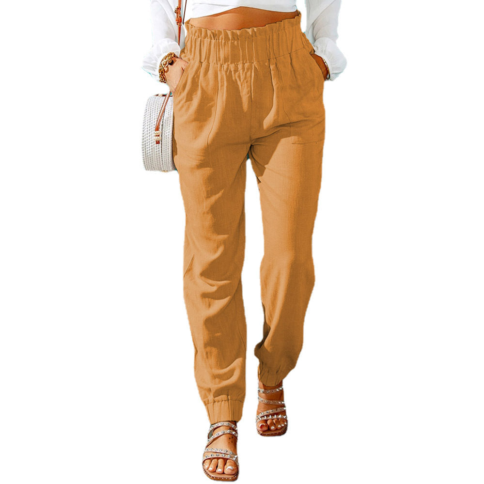 Damen Bequeme und elegante Sommerhose mit elastischem Bund und praktischen Taschen Heidi-Mode