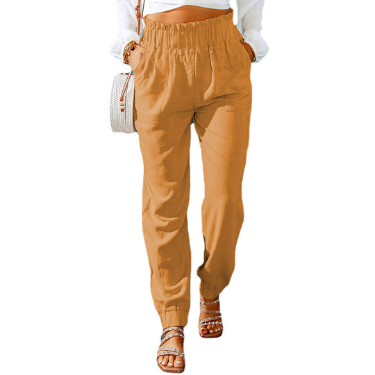 Damen Bequeme und elegante Sommerhose mit elastischem Bund und praktischen Taschen Heidi-Mode