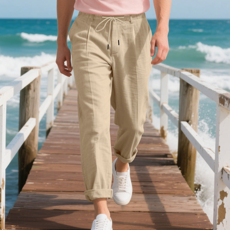 Herren lockere Sommerhose mit verstellbarem Kordelzug und atmungsaktiven Eigenschaften Heidi-Mode