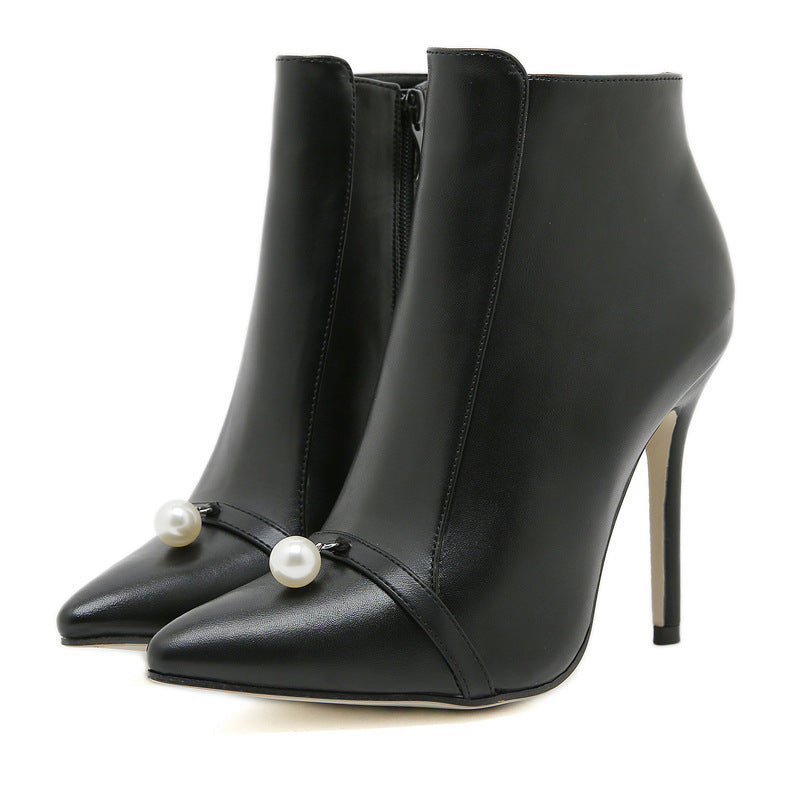 Damen Stiefeletten mit elegantem Perlendesign Heidi-Mode