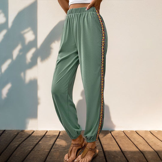 Damen Sportliche Freizeithose mit elastischem Bund und trendigen seitlichen Akzenten Heidi-Mode