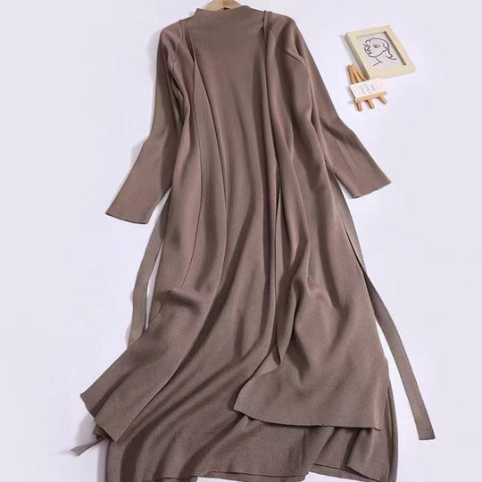 Damen eleganter Longmantel mit asymmetrischem Schnitt und hohem Kragen Heidi-Mode