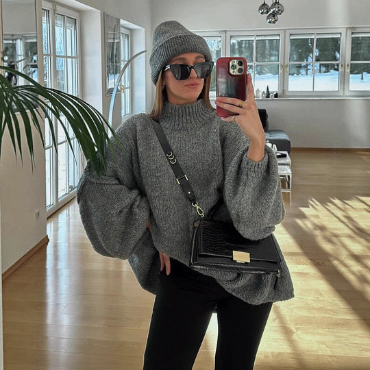 Damen Oversized Strickpullover mit weichem Material und modischen Ärmeln Heidi-Mode