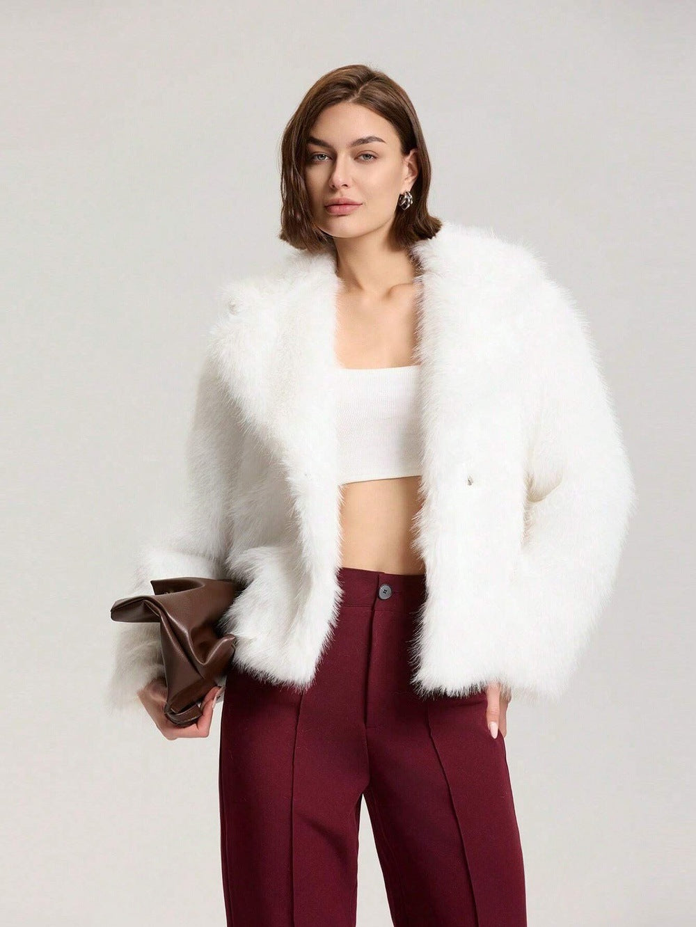 Damen Modische Kurzjacke mit glamourösem Kunstfell Heidi-Mode