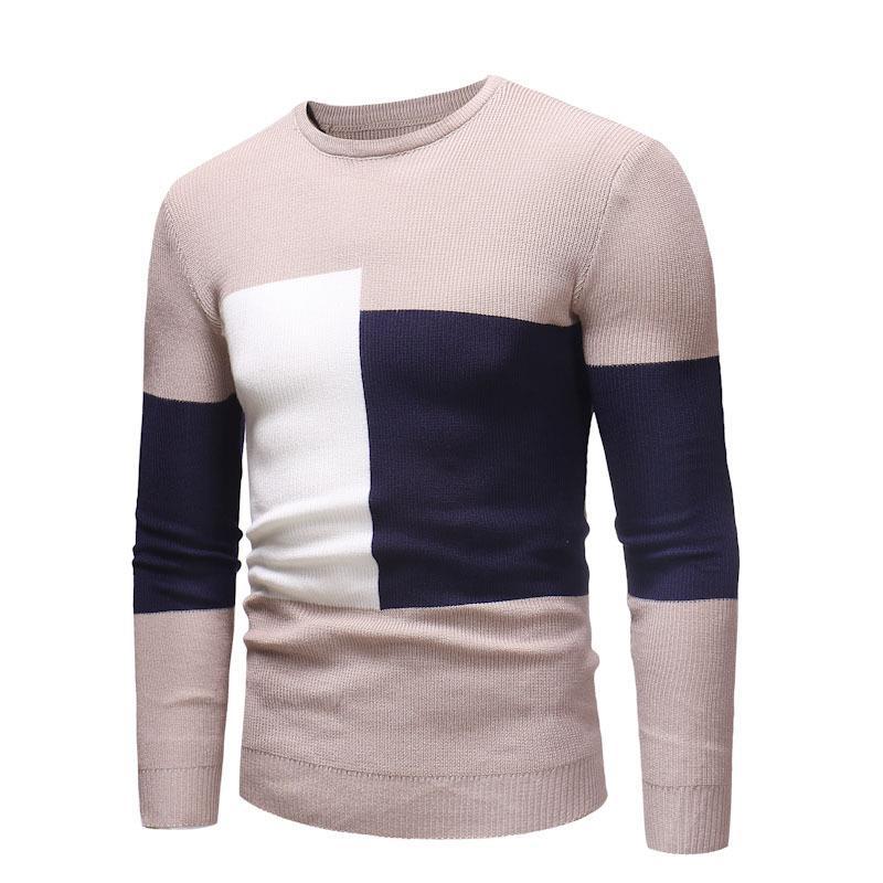 Herren Designer Pullover mit modernem Blockmuster Heidi-Mode