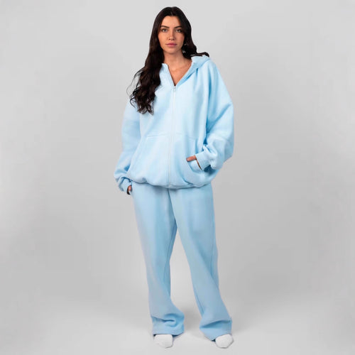 Damen Oversized Kapuzenjacke mit gemütlicher Passform und tiefen Taschen Heidi-Mode