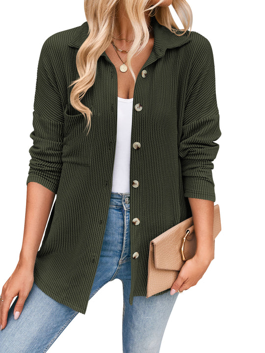 Damen lässige Strickjacke mit Knopfleiste Heidi-Mode