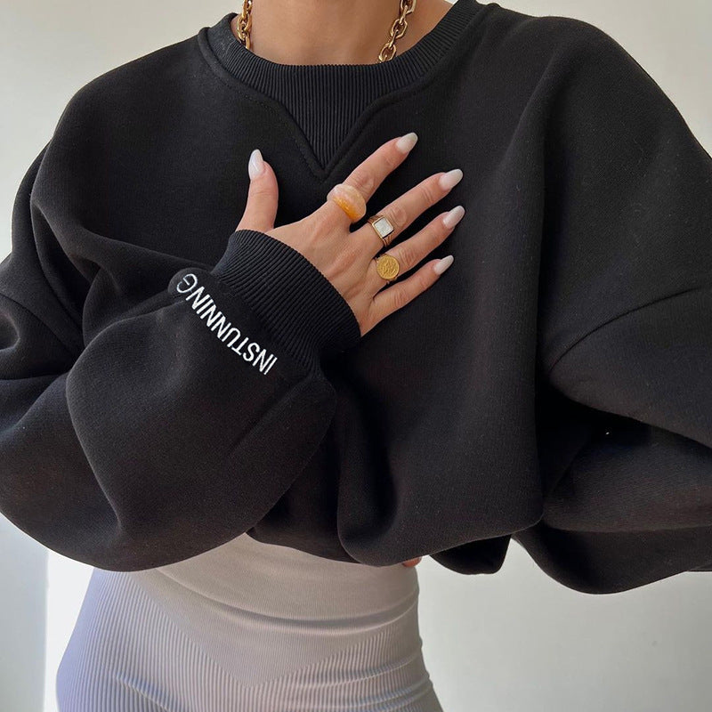Damen lässiger Oversized Sweatshirt mit Raglanärmeln und besonderen Detailnähten Heidi-Mode