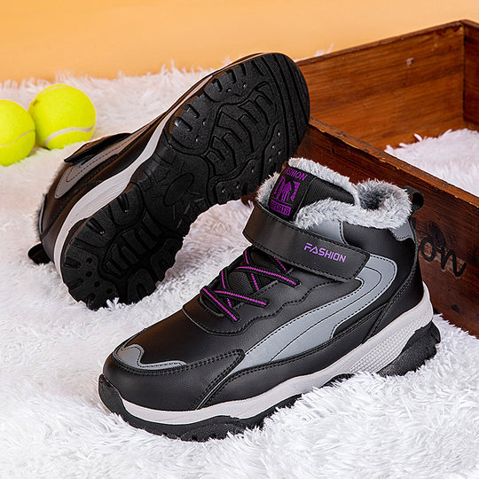 Damen Warm gefütterte Winterstiefel mit rutschfester Sohle und verstellbarem Klettverschluss Heidi-Mode