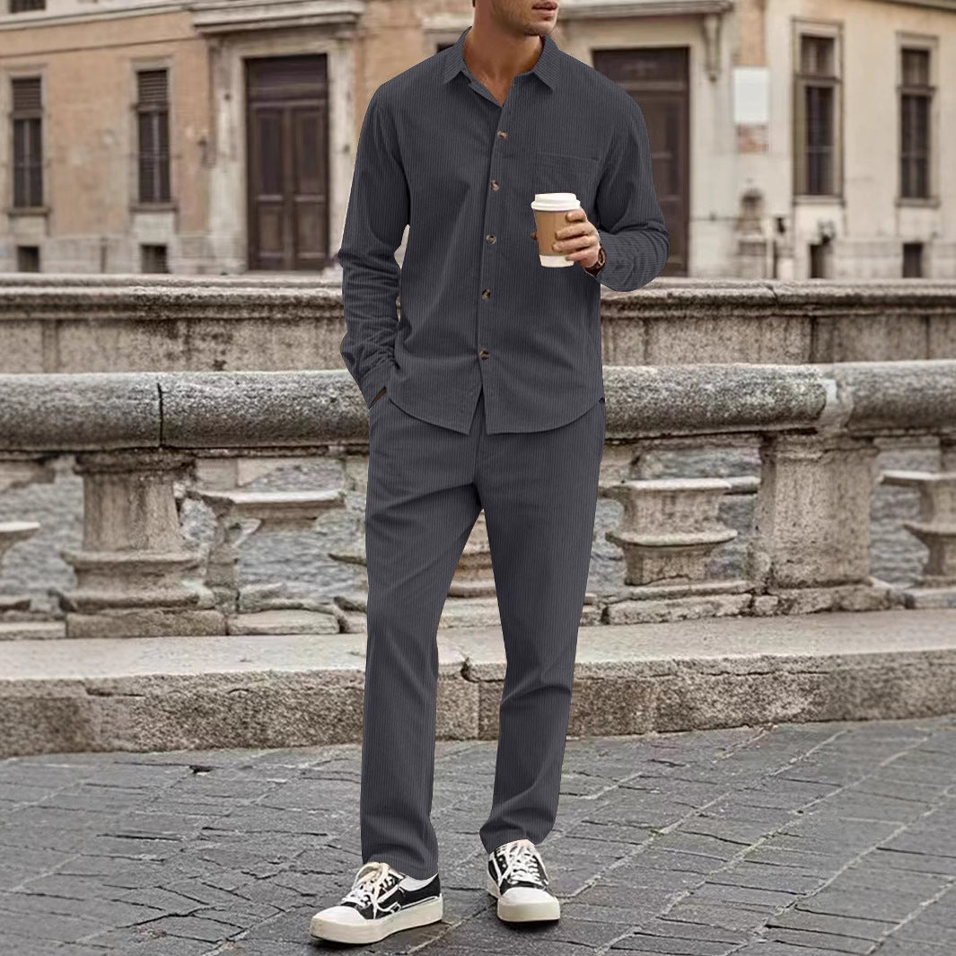 Herren elegantes Freizeitanzug mit stilvollem Hemd und bequemer Hose Heidi-Mode
