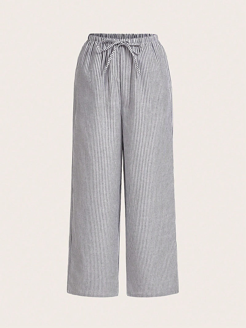 Damen Weite Sommerhose mit komfortablem Gummibund und Streifenmuster Heidi-Mode